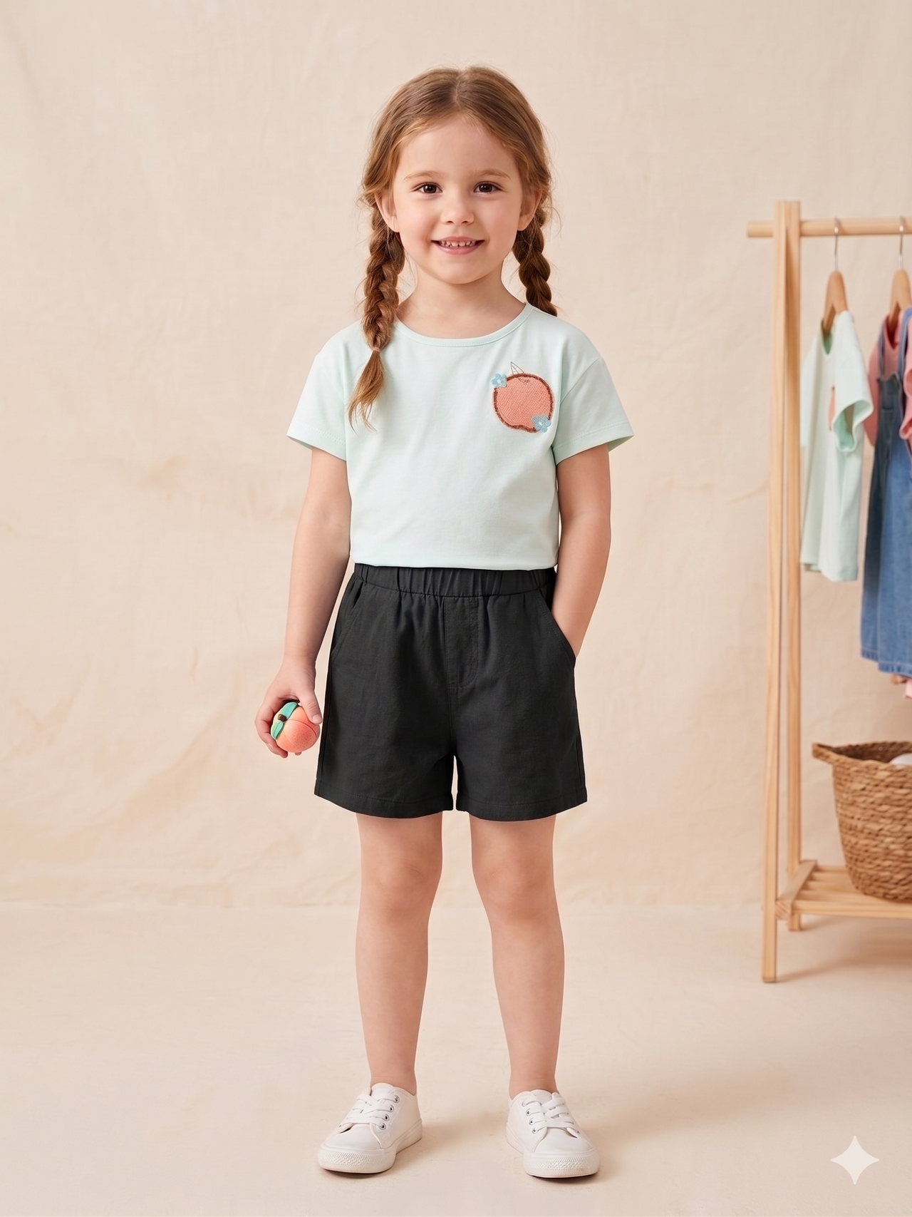 Camiseta manga corta de niña crop estampada.