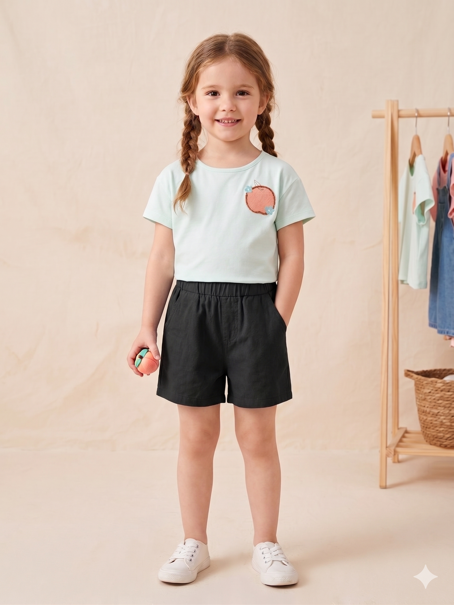 Camiseta manga corta de niña crop estampada.