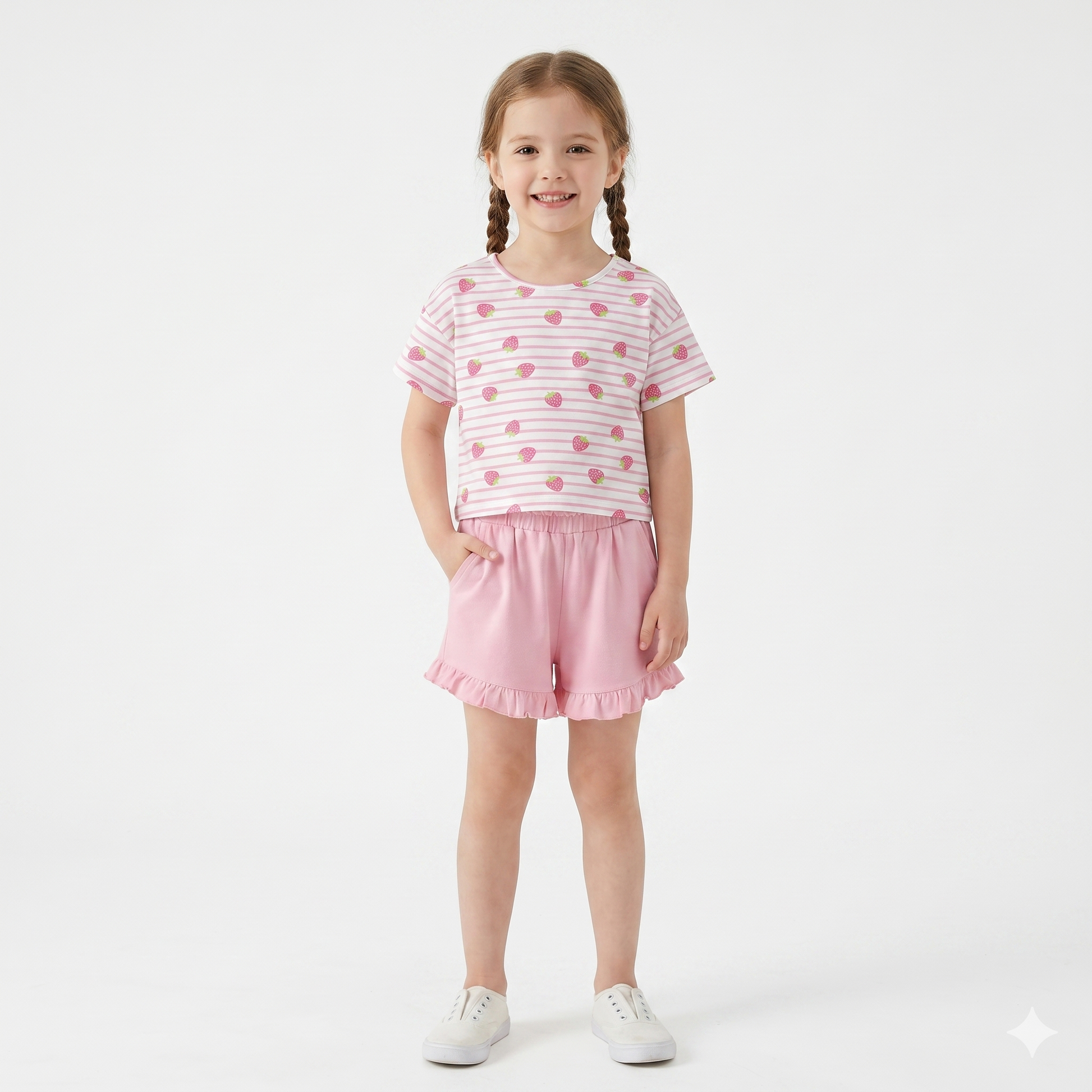 Camiseta manga corta de niña fresas.