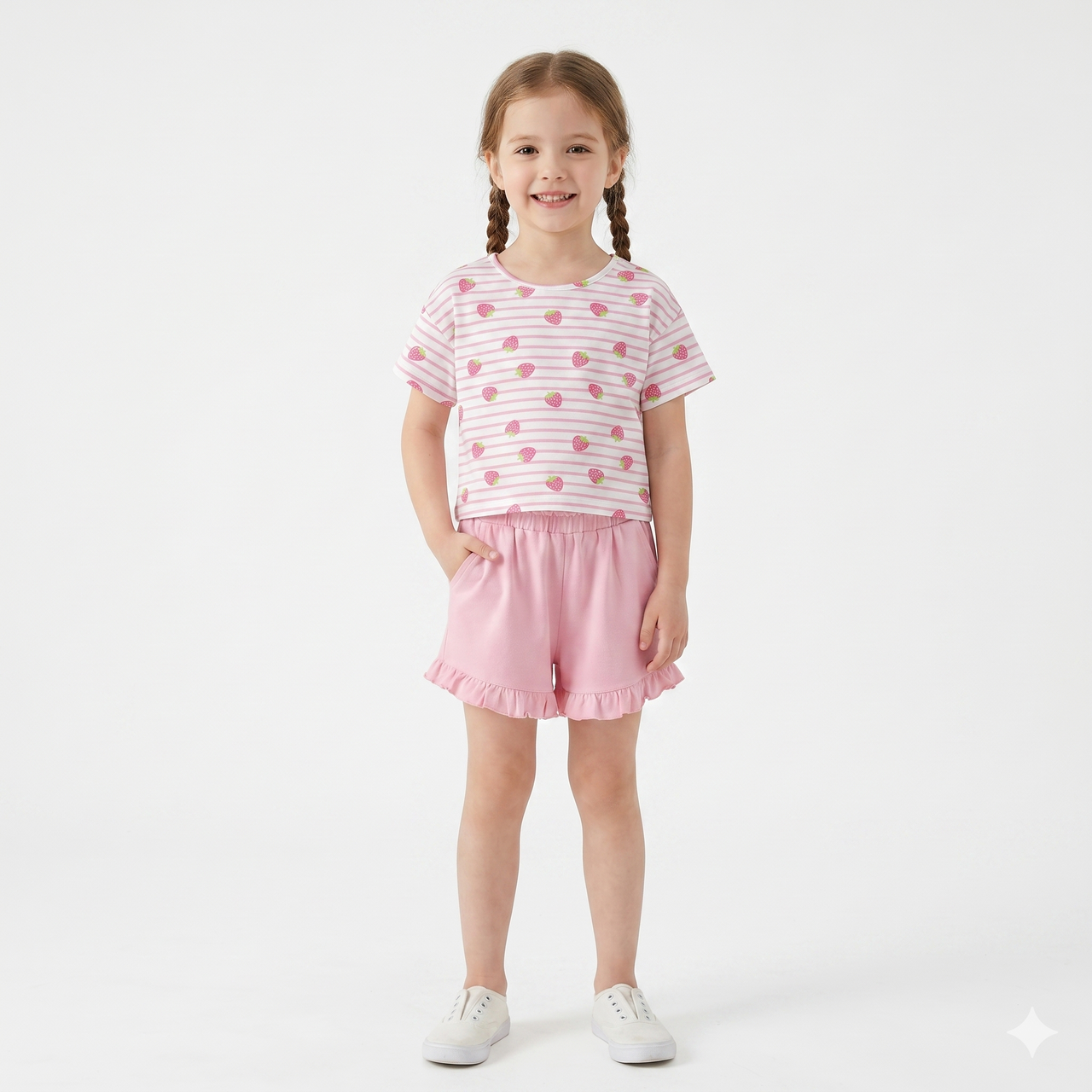 Pantalón corto de niña con volantes.