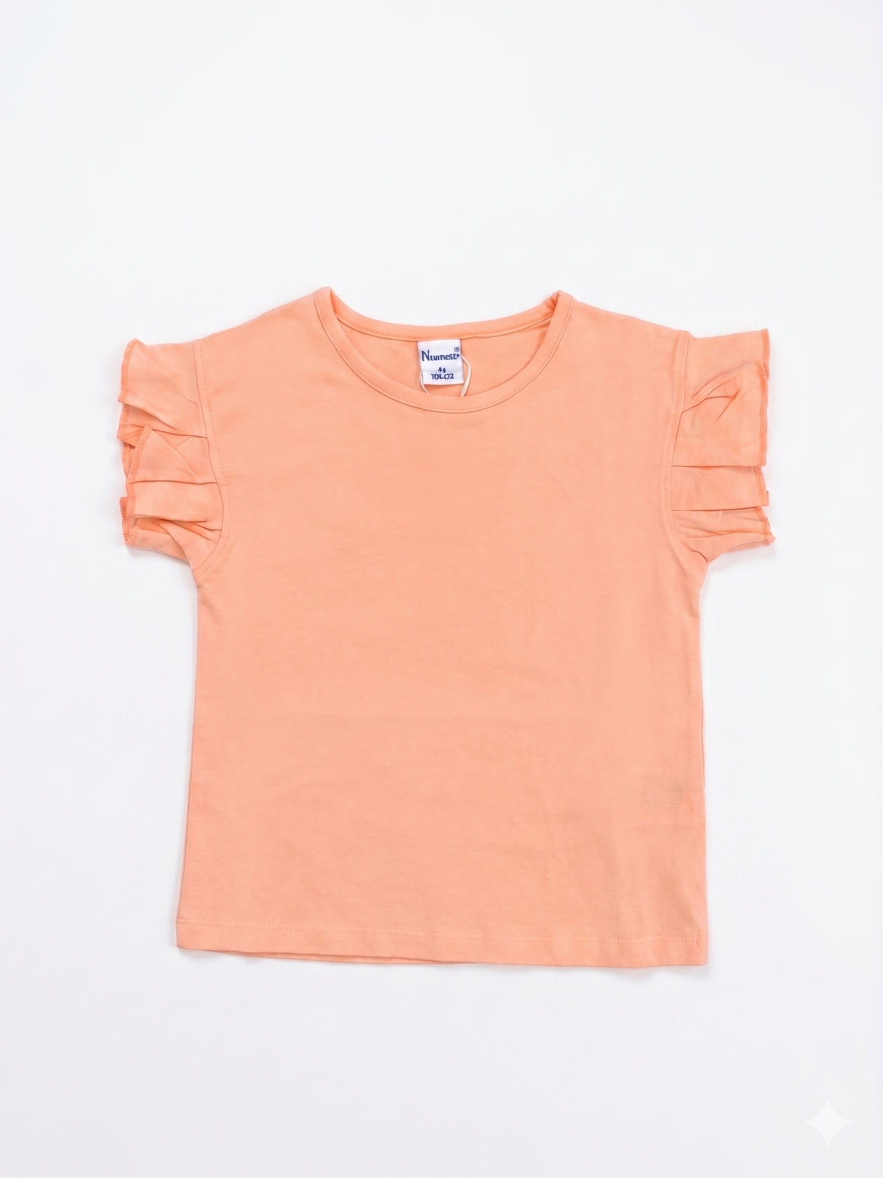 Camiseta de niña manga corta con volantes.