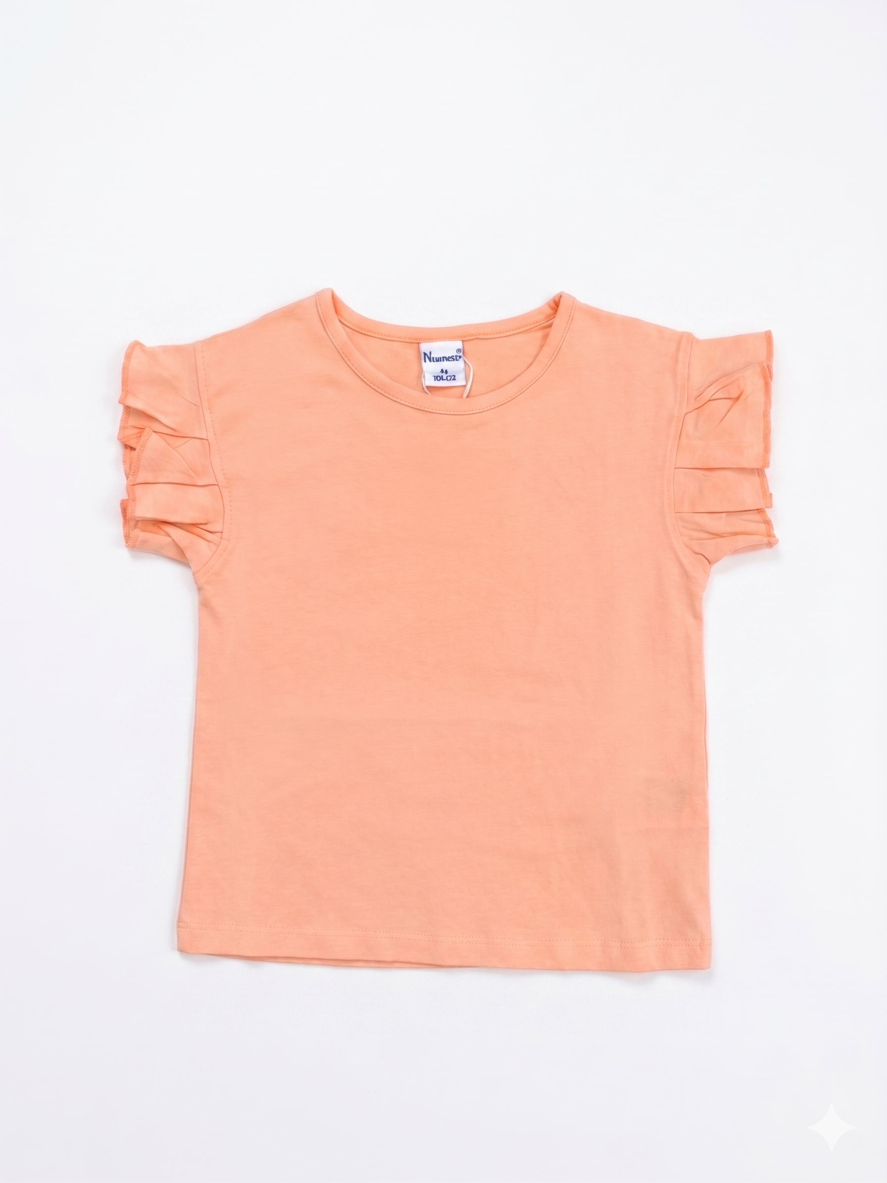 Camiseta de niña manga corta con volantes.