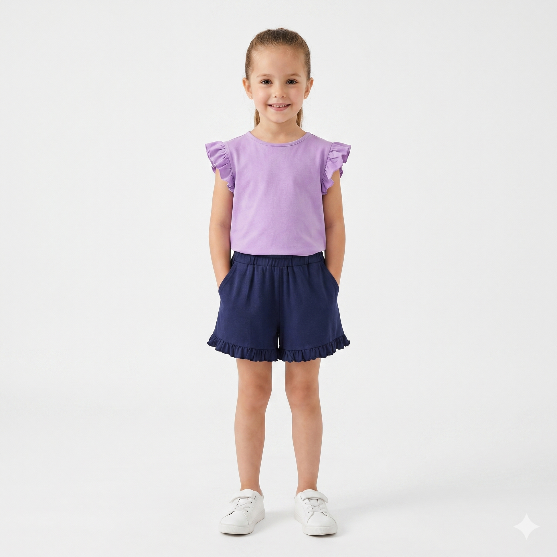Camiseta manga corta con volantes niña.
