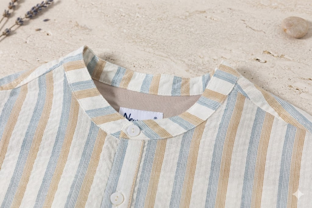 Camisa manga corta cuello mao niño