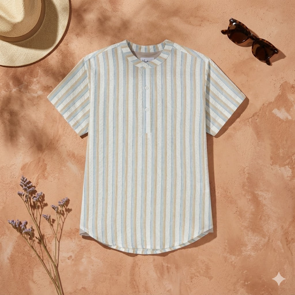 Camisa manga corta cuello mao niño