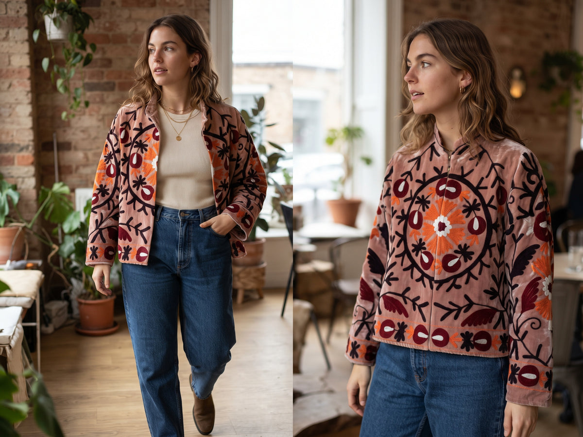 Chaqueta bordada mujer Suzani