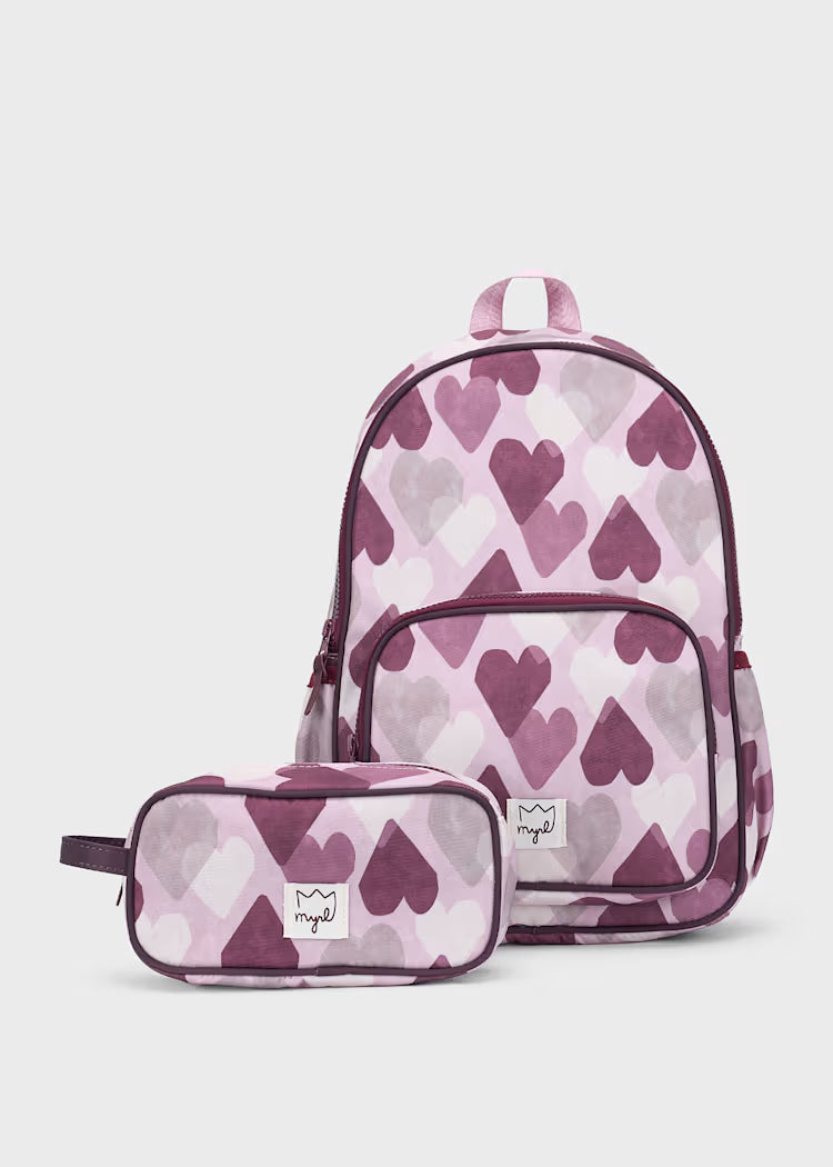 Mochila con estuche corazones