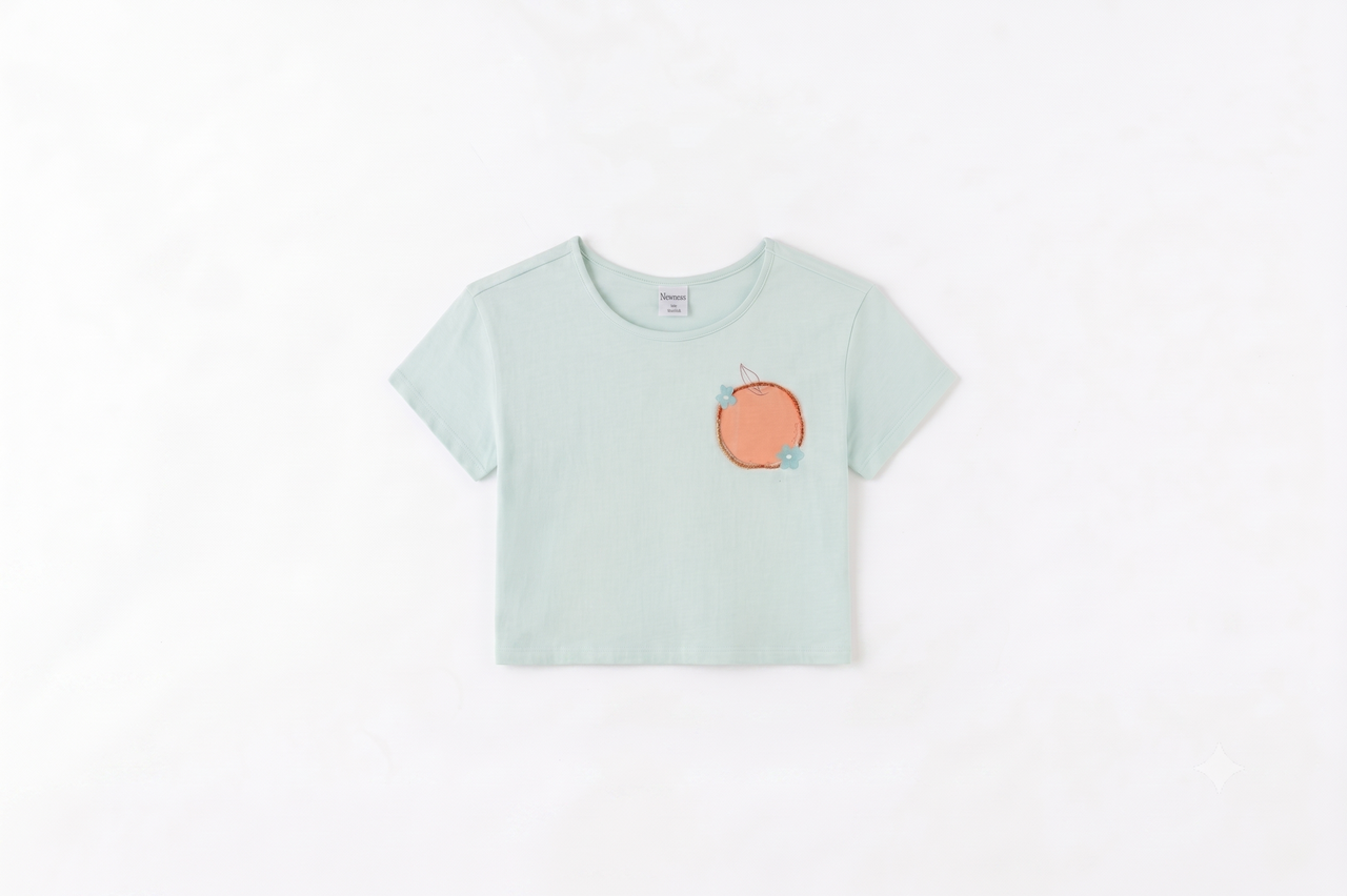 Camiseta manga corta de niña crop estampada.
