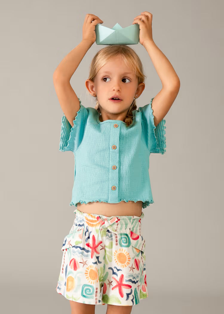 Pantalon corto estampado niña