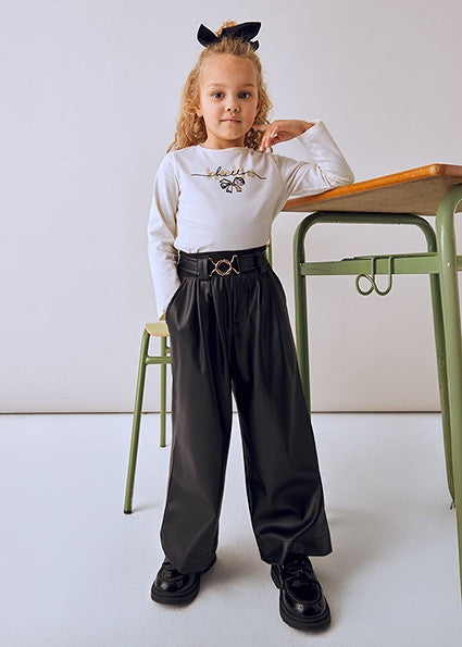 Pantalón Largo Pu Wide Leg