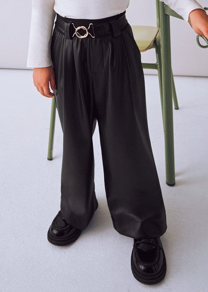 Pantalón Largo Pu Wide Leg