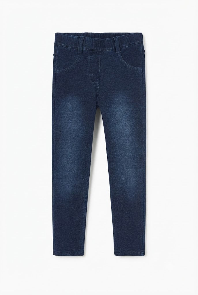 Pantalón felpa denim de niña