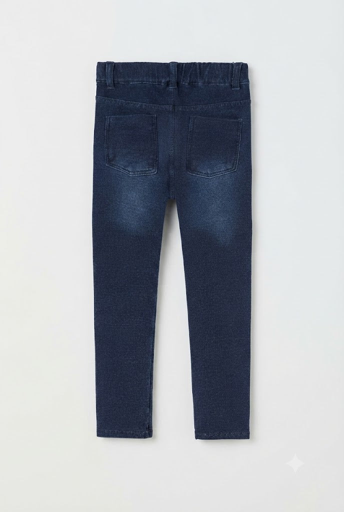 Pantalón felpa denim de niña