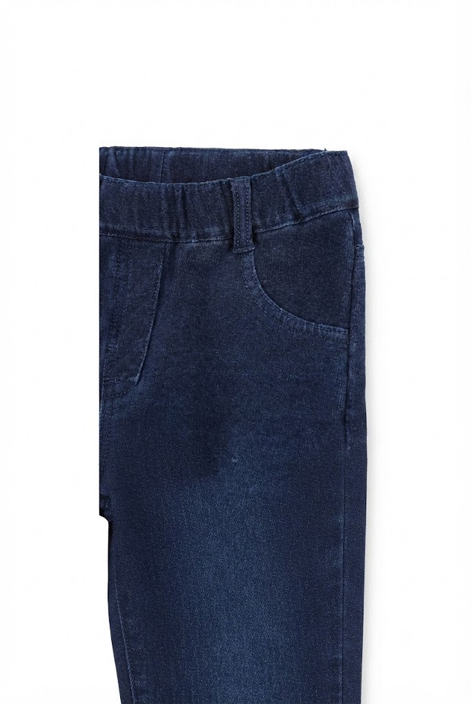 Pantalón felpa denim de niña