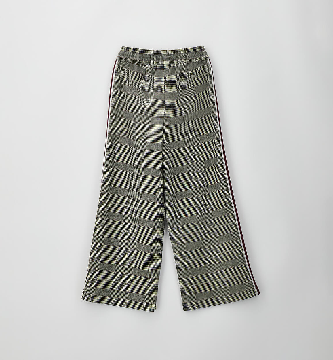 Pantalon largo de tejido estampado cuadros