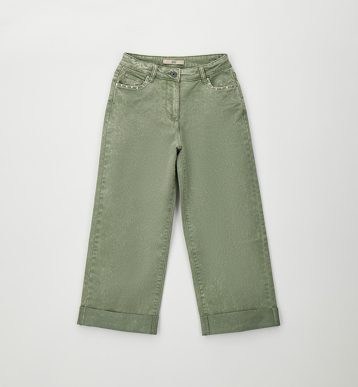 Pantalón largo de tejido con tachuelas