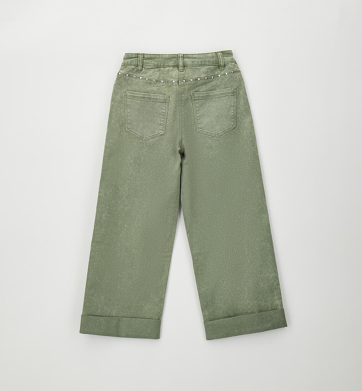 Pantalón largo de tejido con tachuelas