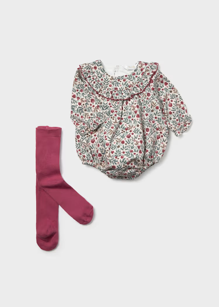 Conjunto pelele y leotardo bebé niña
