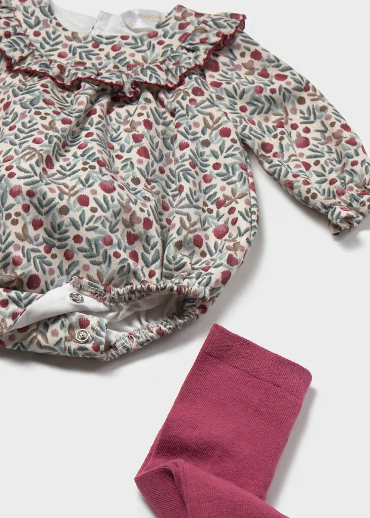 Conjunto pelele y leotardo bebé niña