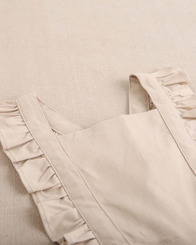 Peto De Niña Largo En Beige Con Volantes