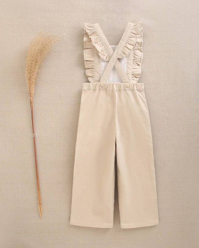 Peto De Niña Largo En Beige Con Volantes