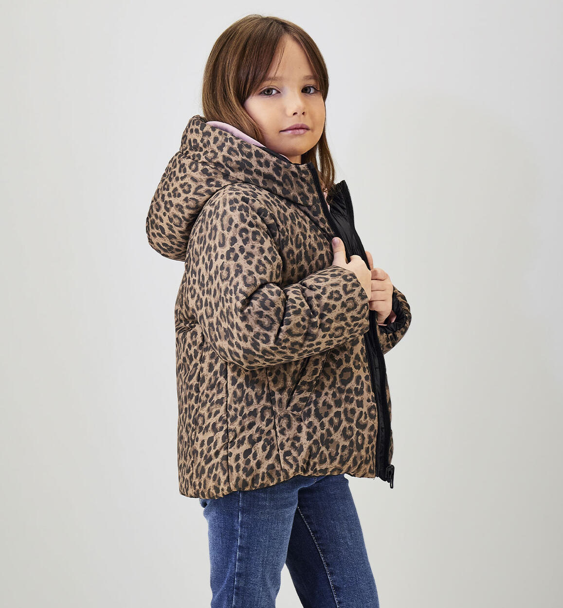 Chaqueton reversible tejido térmico estampado animal print