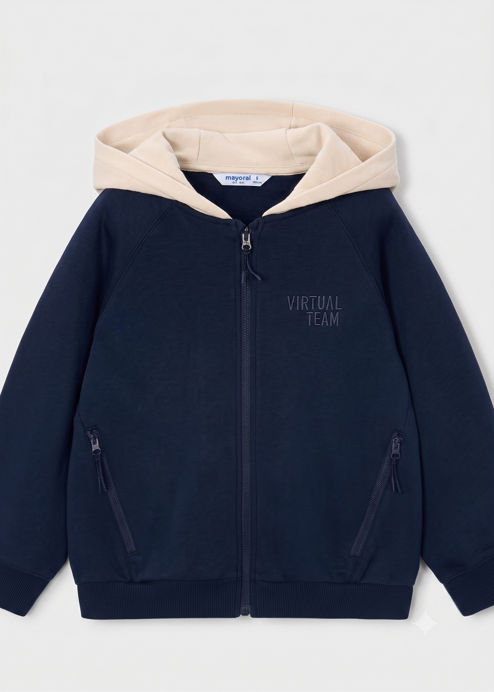 Chaqueta bicolor con cremallera niño