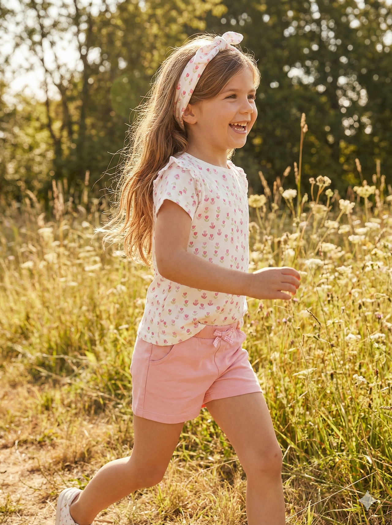 Conjunto Camiseta Y Pantalón Corto Con Cinta Niña