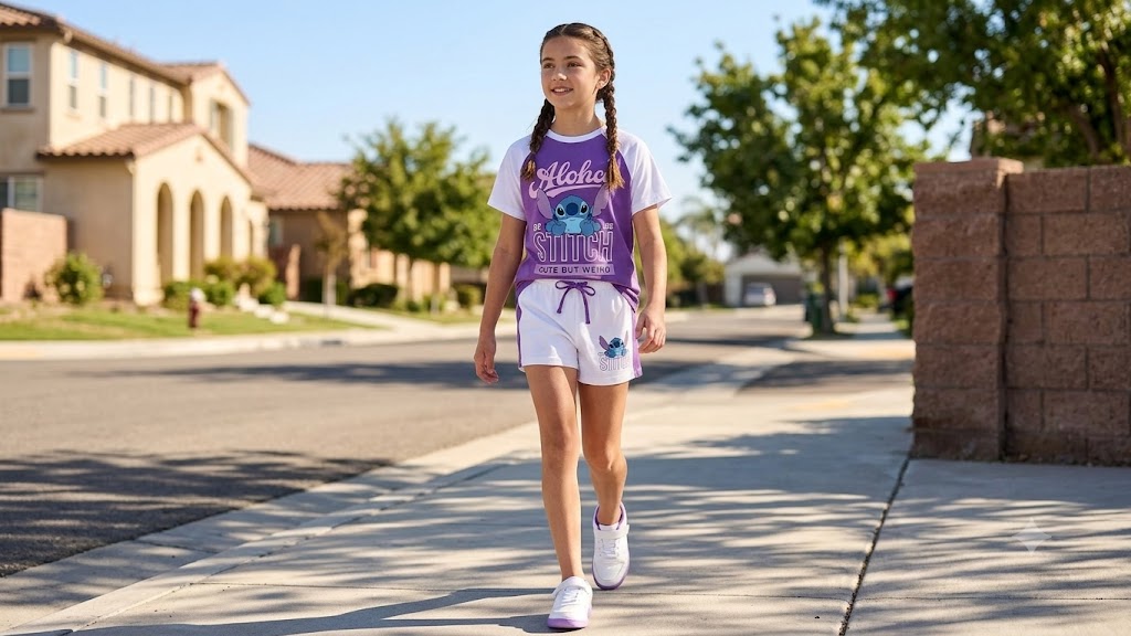 Conjunto stitch violeta niña