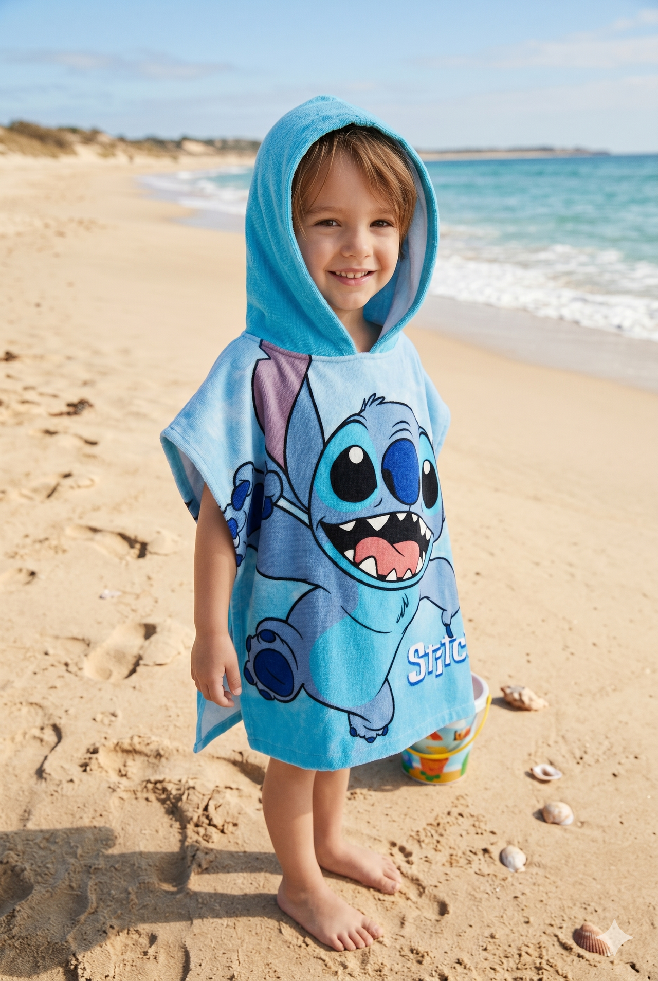 Poncho playa Stitch unisex