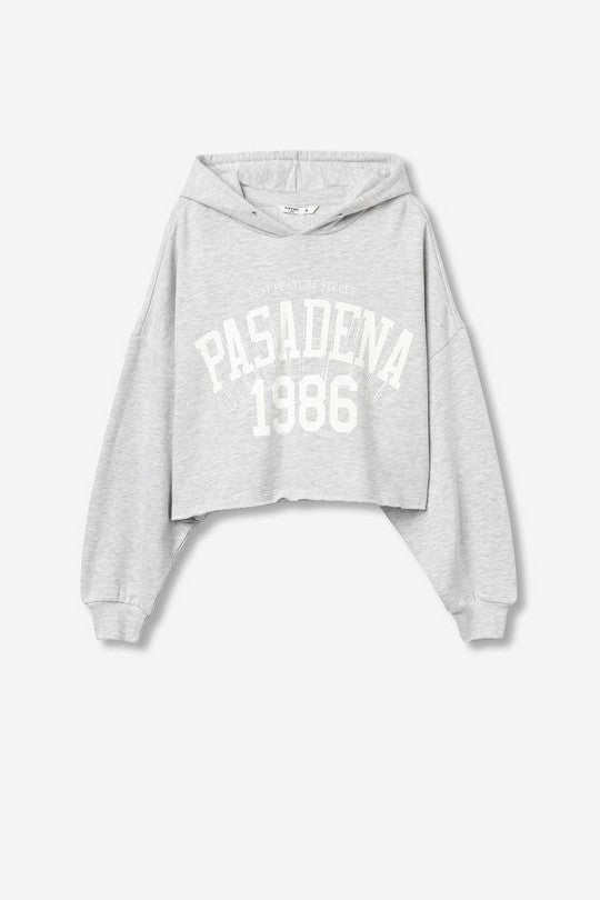 Sudadera Crop Gris Con Mensaje Pecho