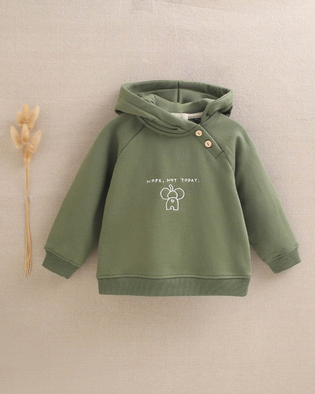 Sudadera De Bebé Niño Verde Con Capucha Y Motivo De Elefante