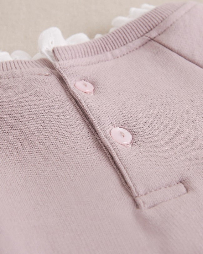 Sudadera De Niña Malva Con Cuello Camisa