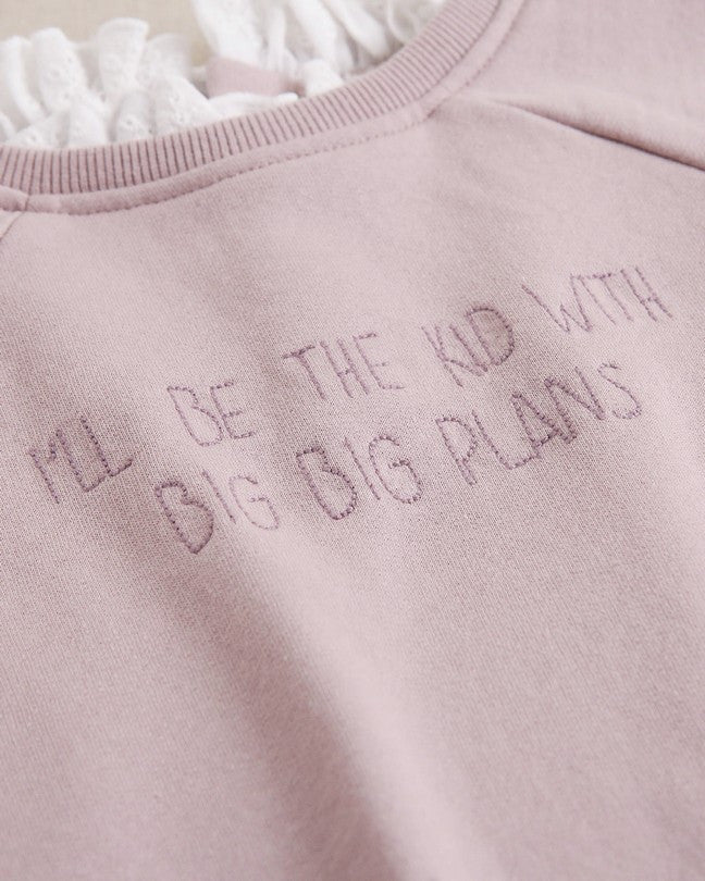 Sudadera De Niña Malva Con Cuello Camisa