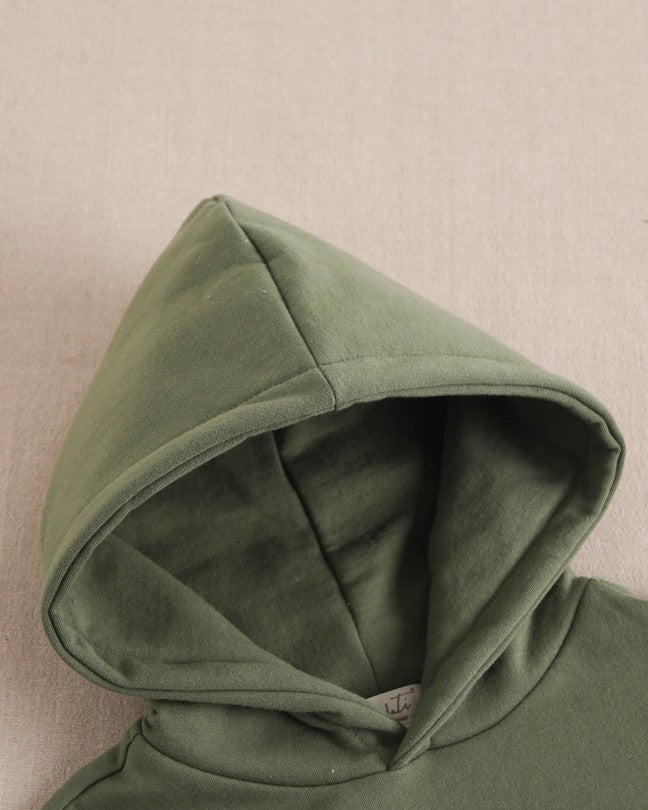 Sudadera De Niño Verde Con Capucha Y Frase En Blanco