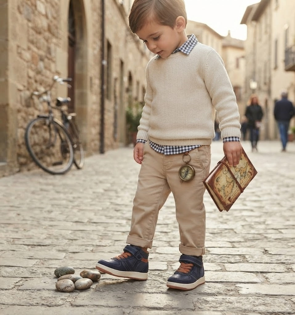 Zapatillas altas para niño con cordón elástico