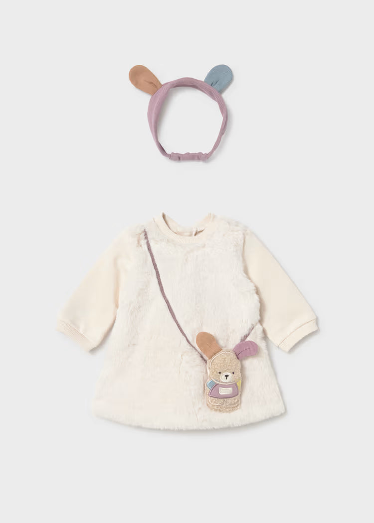 Vestido bolso simulado con diadema bebé niña