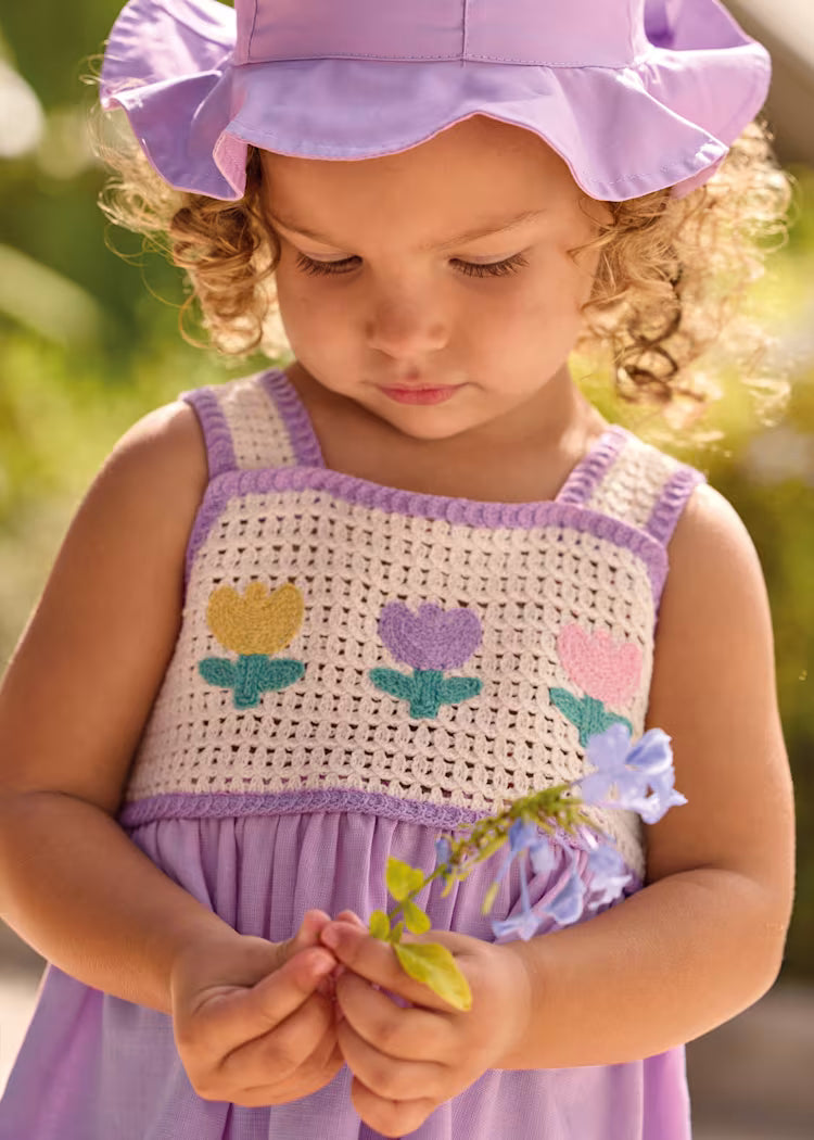 Vestido combinado crochet