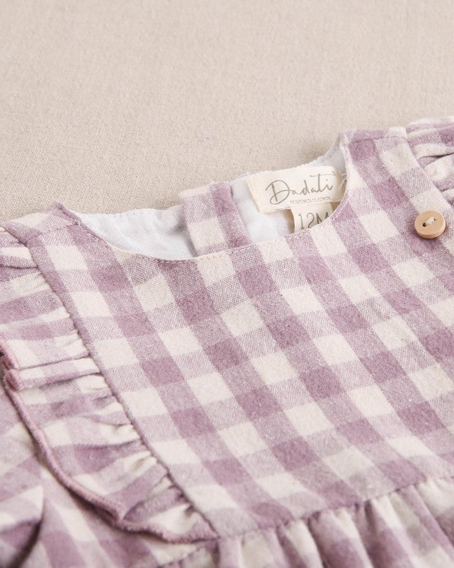 Vestido De Bebé Niña Cuadros Con Volante En El Cuello