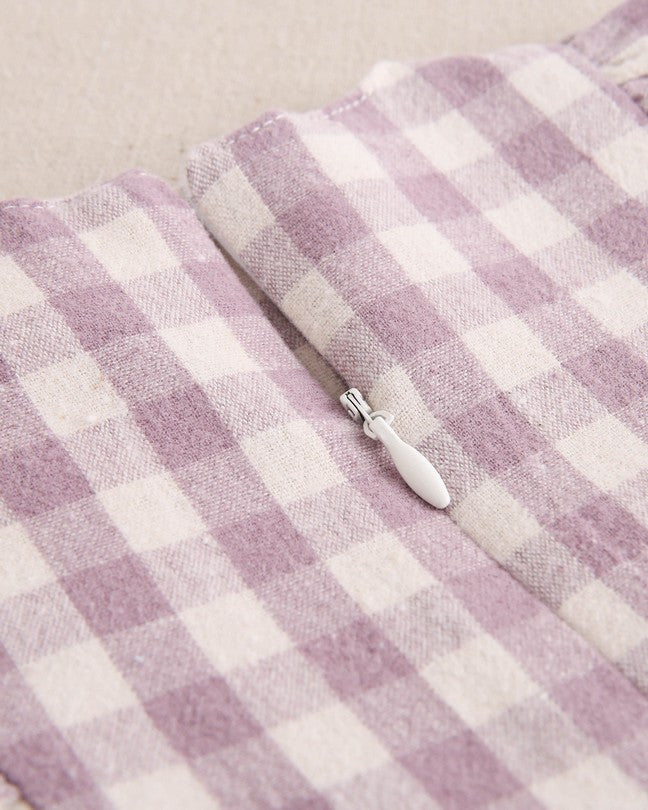 Vestido De Bebé Niña Cuadros Con Volante En El Cuello