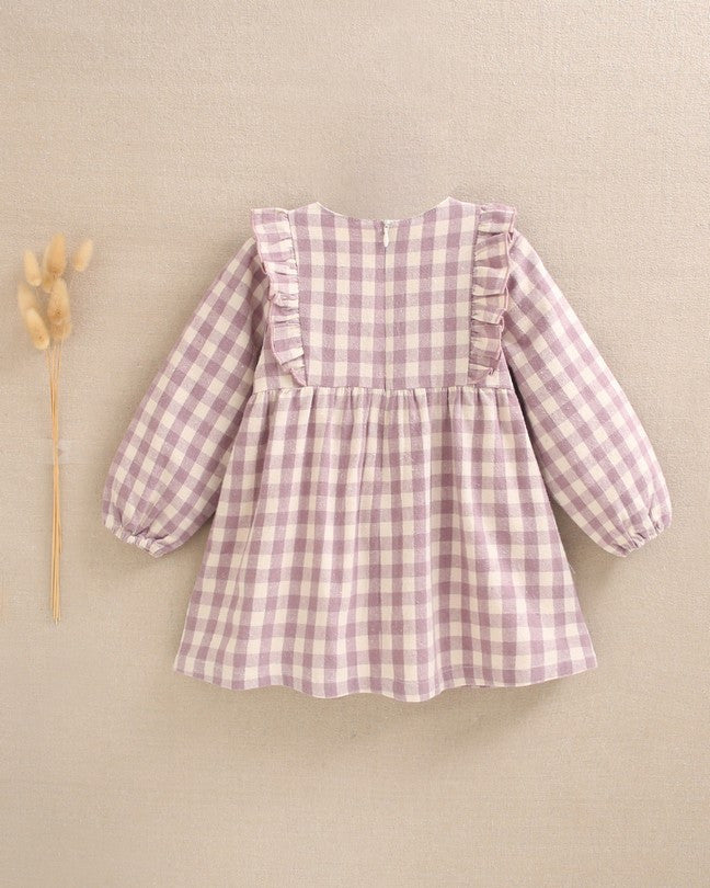 Vestido De Bebé Niña Cuadros Con Volante En El Cuello
