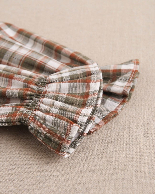 Vestido De Bebé Niña De Cuadros Marrón Y Verde