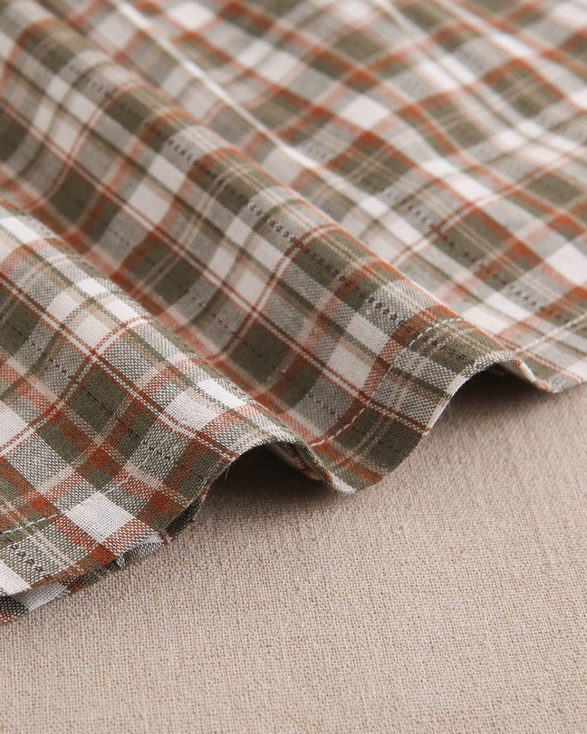 Vestido De Bebé Niña De Cuadros Marrón Y Verde