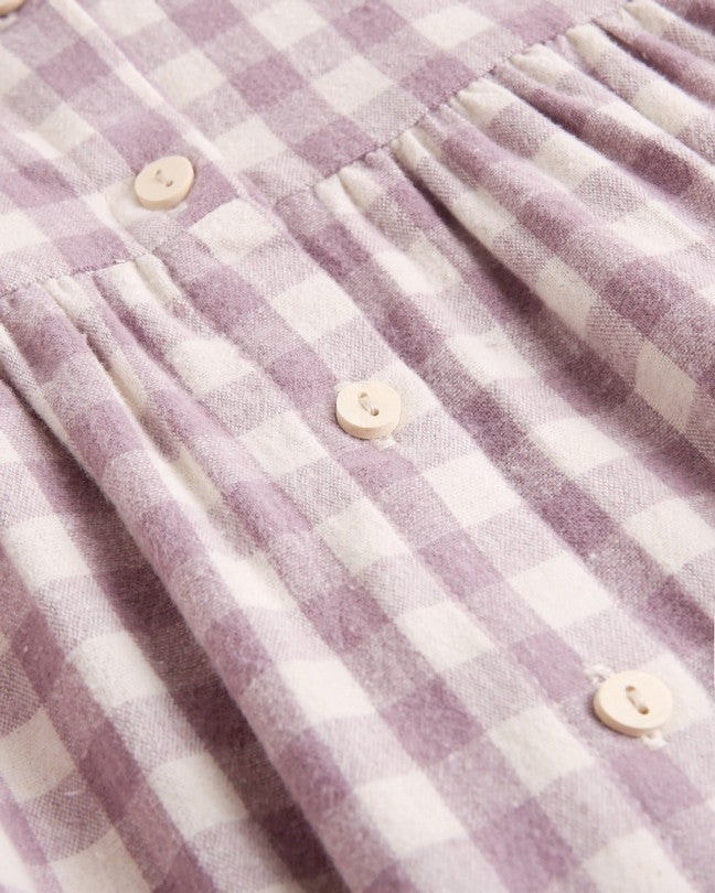 Vestido De Niña Cuadros Con Volante En El Cuello