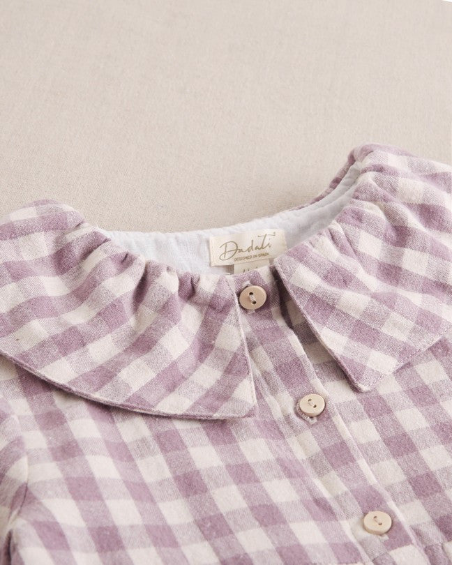 Vestido De Niña Cuadros Con Volante En El Cuello