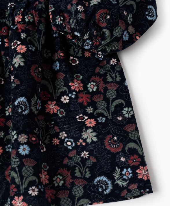 Vestido Estampado Flores Marino