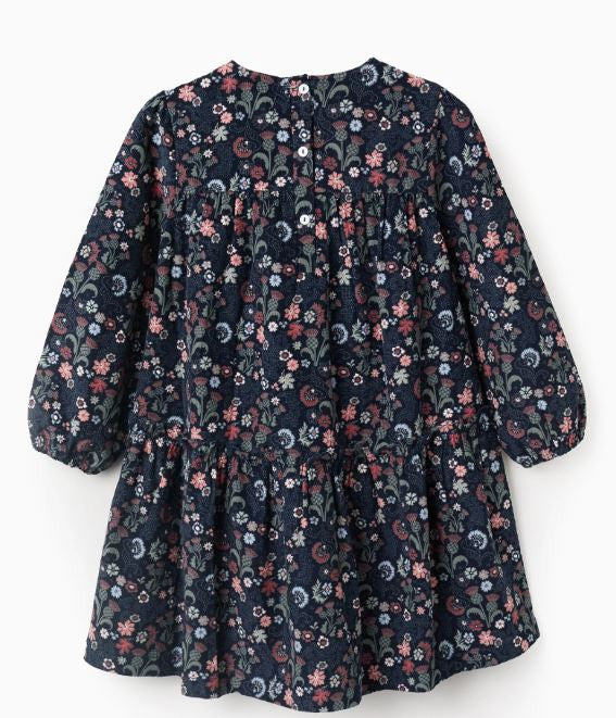 Vestido Estampado Flores Marino