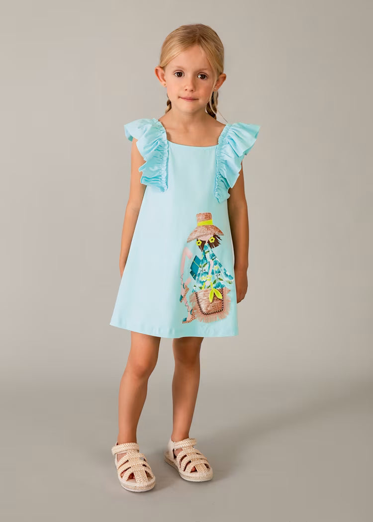Vestido punto volantes niña