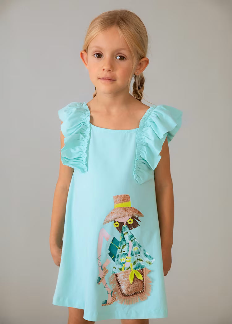 Vestido punto volantes niña