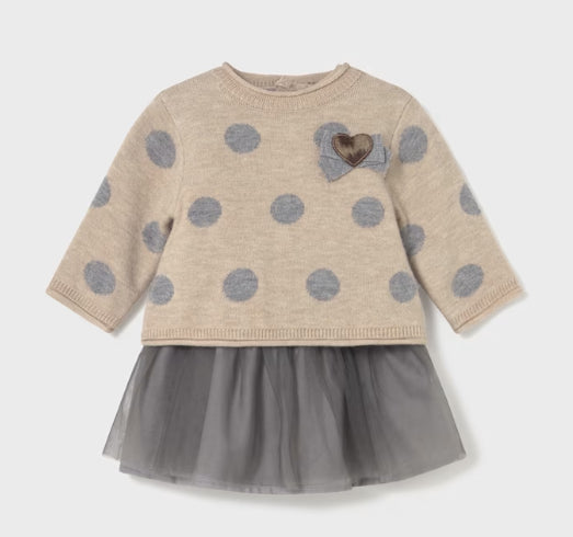 Vestido Tricot Cobinado Tul